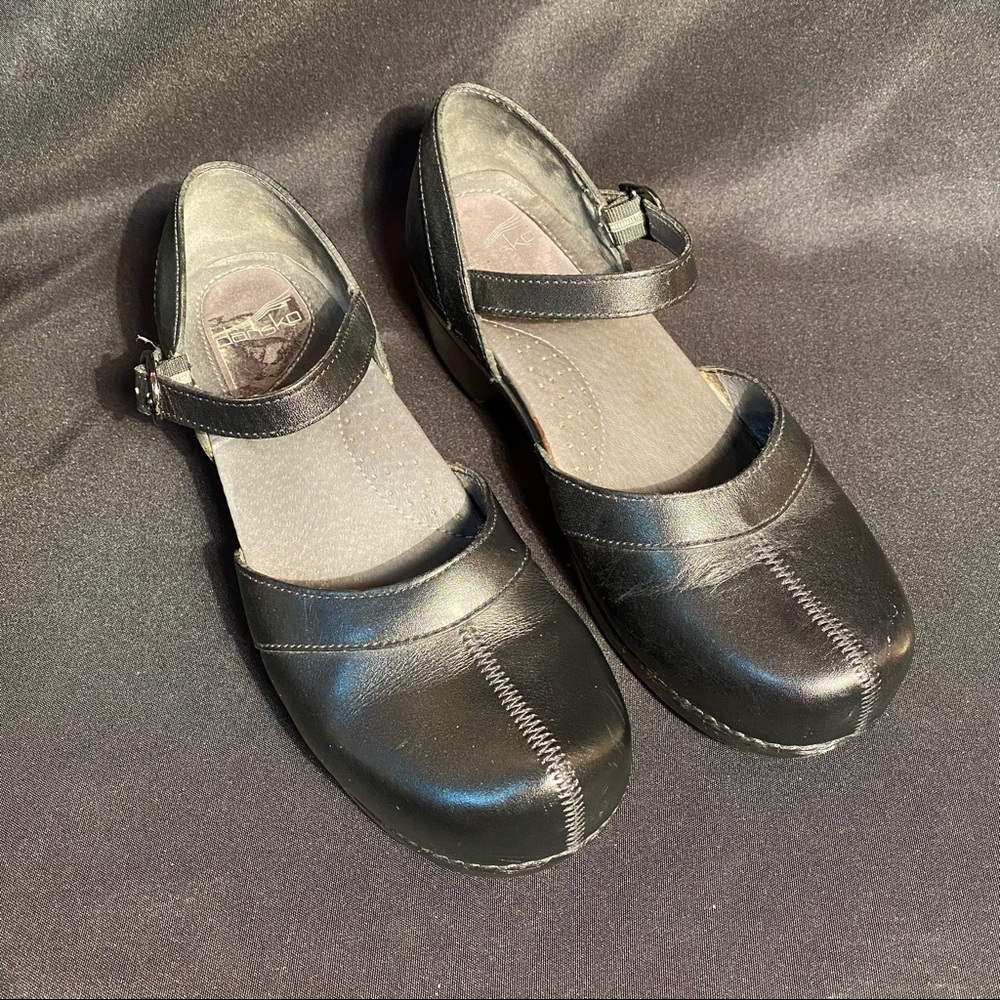 Dansko Mary Jane Black Leather Clogs 41